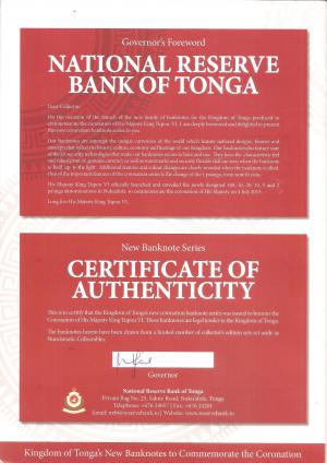 Tonga 2015 v plaquette billets commemoratifs couronnement du roi tupou vi 1