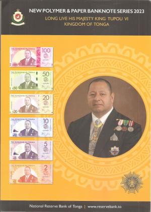 Tonga 2023 r plaquettes nouveaux billets polymer 1